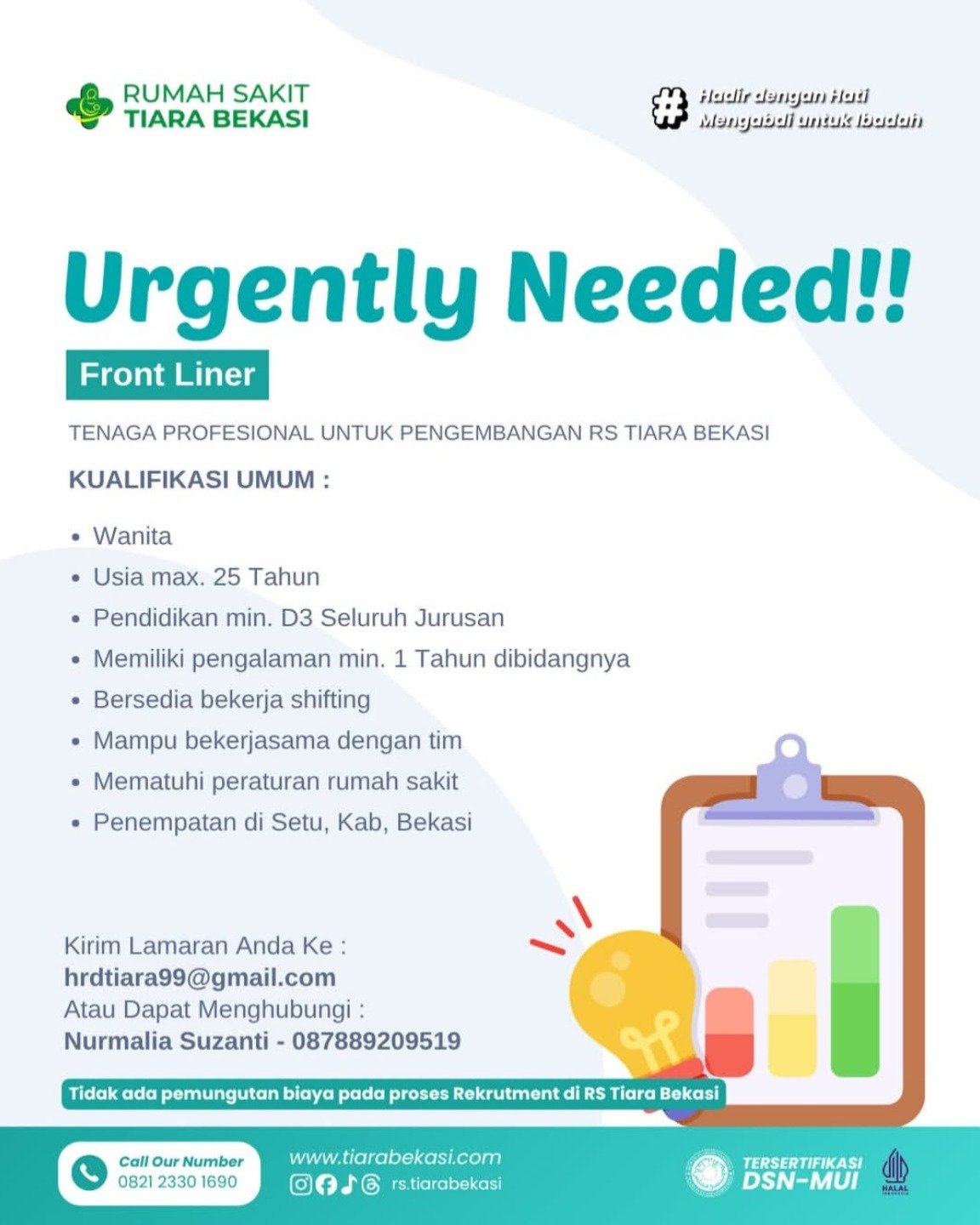 Lowongan Front Liner — Rumah Sakit Tiara Bekasi